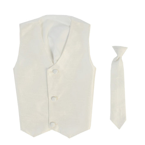 Lito Big Boys Ivory Poly Silk Vest Necktie Special Occasion Set 8-14 - SophiasStyle.com